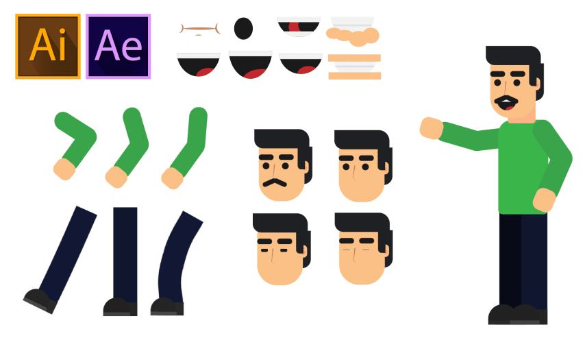 Diseño y animación de un personaje en After effects e Illustrator